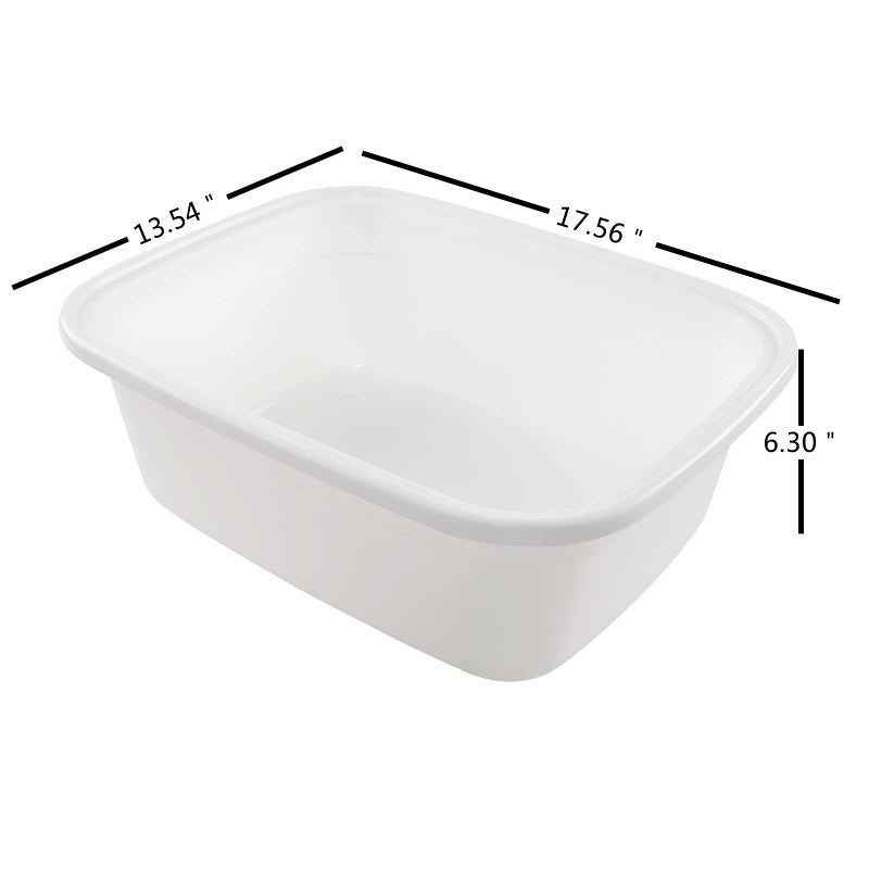 Nicesh 18 Quart Large Dish Pan, 3-Pack Plastic Rectangular Wash Basin, White - Image 2